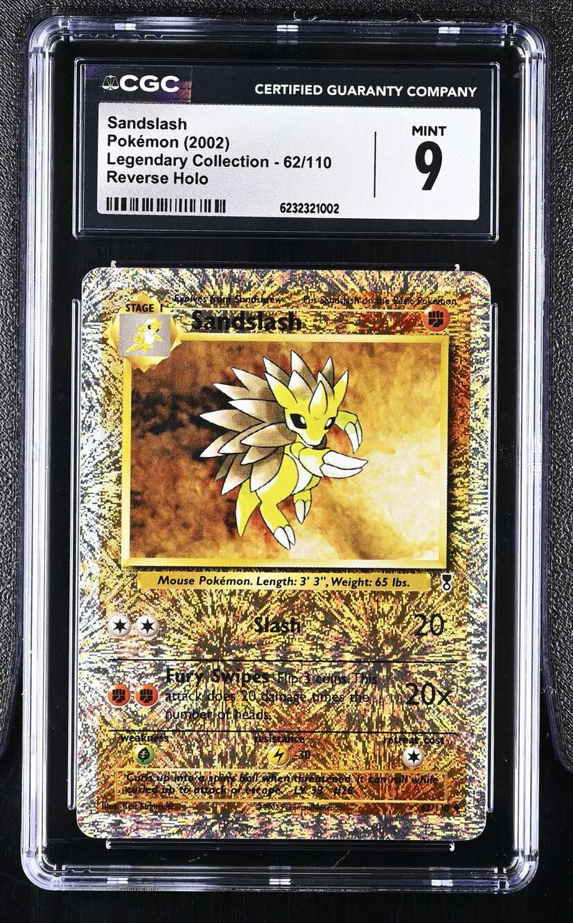 CGC 9 MINT Sandslash 62/110 Pokémon 2002 Legendary Collection Reverse Holo Card